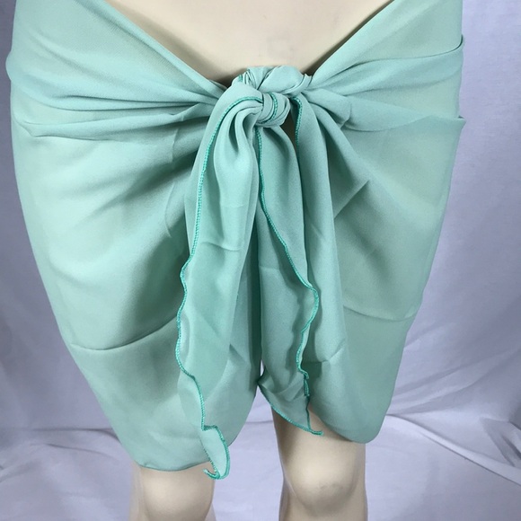 Zuliana Mint Green Sarong Tie Skirt. Made In USA. New With Tags. - Picture 2 of 4